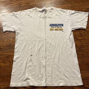 Vintage 90s Wild Oats Absolute Happy Hour Bar Hopping White T-Shirt Thrashed L